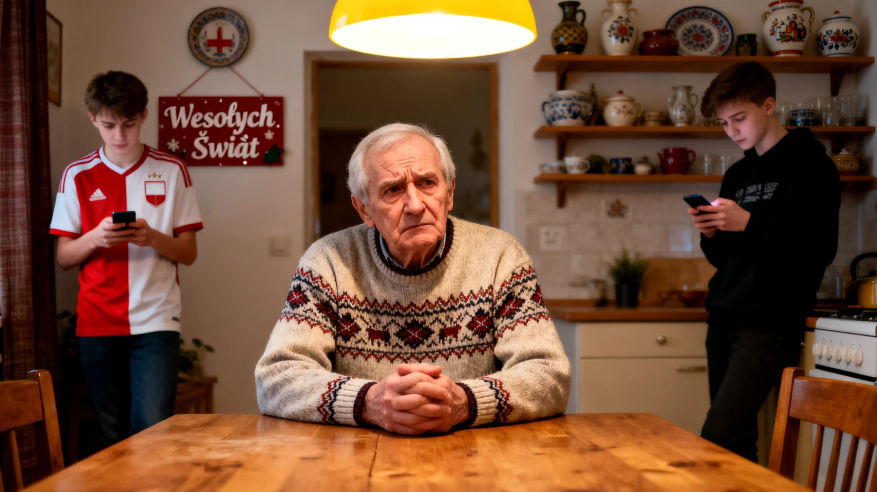 Dziadek martwi się o przyszłość swoich nastoletnich wnuków i odczuwa silny niepokój związany z ich wyborami edukacyjnymi, zawodowymi oraz decyzjami życiowymi, co prowadzi do napięć w relacji i trudności w komunikacji."