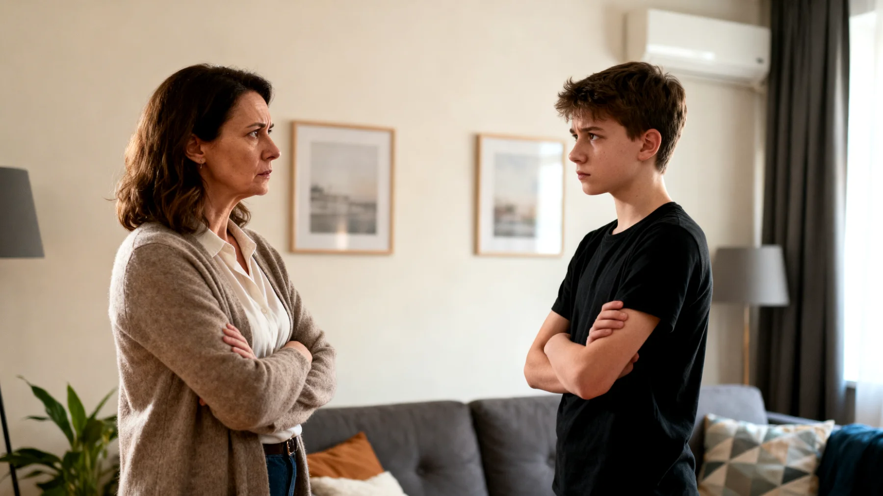 Mama boryka się z ustalaniem i egzekwowaniem jasnych zasad oraz granic wobec nastolatka, co prowadzi do częstych konfliktów, testowania limitów i napięć w relacji"